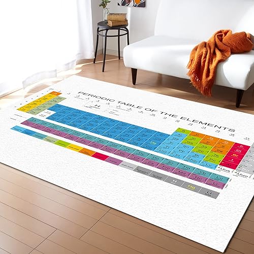 Alfombra de interior grande antideslizante para habitación, divertida mesa periódica, ilustración de ciencia aprendizaje, imagen de cocina, alfombra