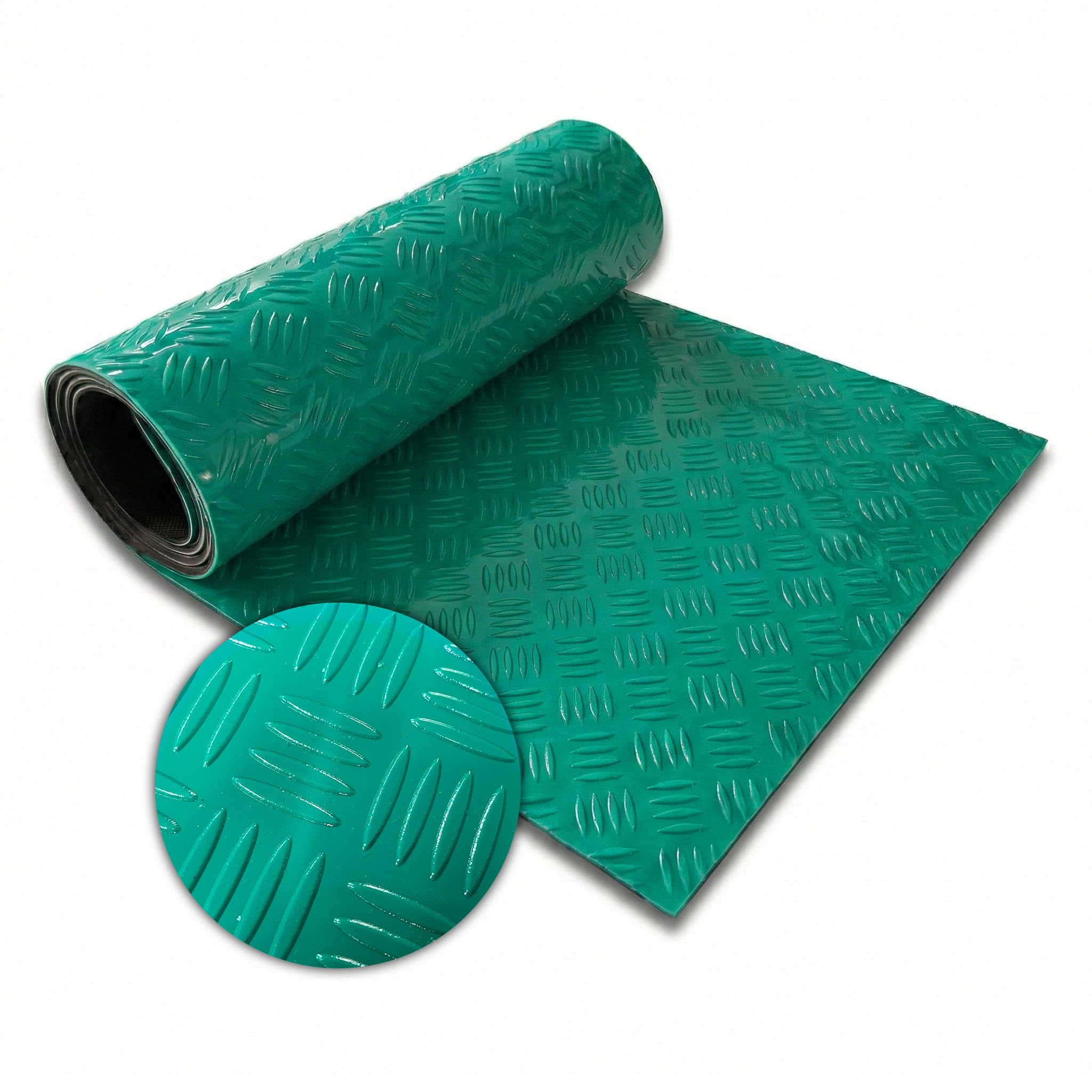 Floordirekt Pavimento in PVC - Effetto Lamiera Scanalata - Pavimento Industriale - Facile da Mantenere e Resistente - Rotolo con Taglio su Misura - Bullet Verde - 110x350 cm