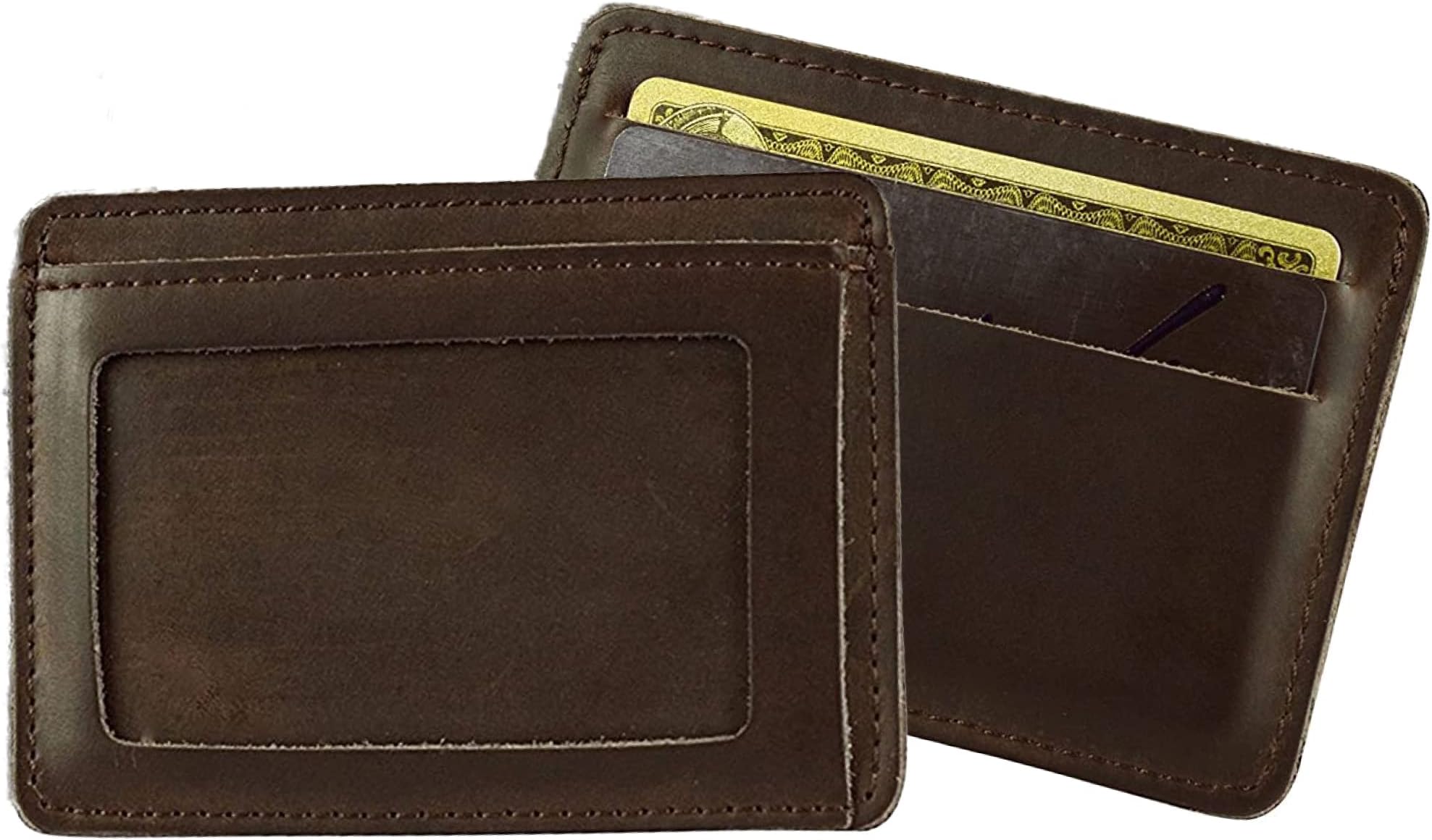 Frontier Wallet - Crafted from Top Grain Leather - Slim Profile Front Pocket ID Card Case Wallet in Espresso