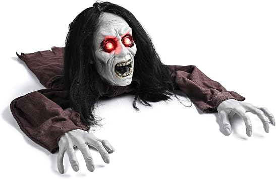هالوين Prop Zombie Groundbreaker مع صوت مخيف ووميض LED عيون حفلة يارد منزل مسكون في الهواء الطلق الديكور