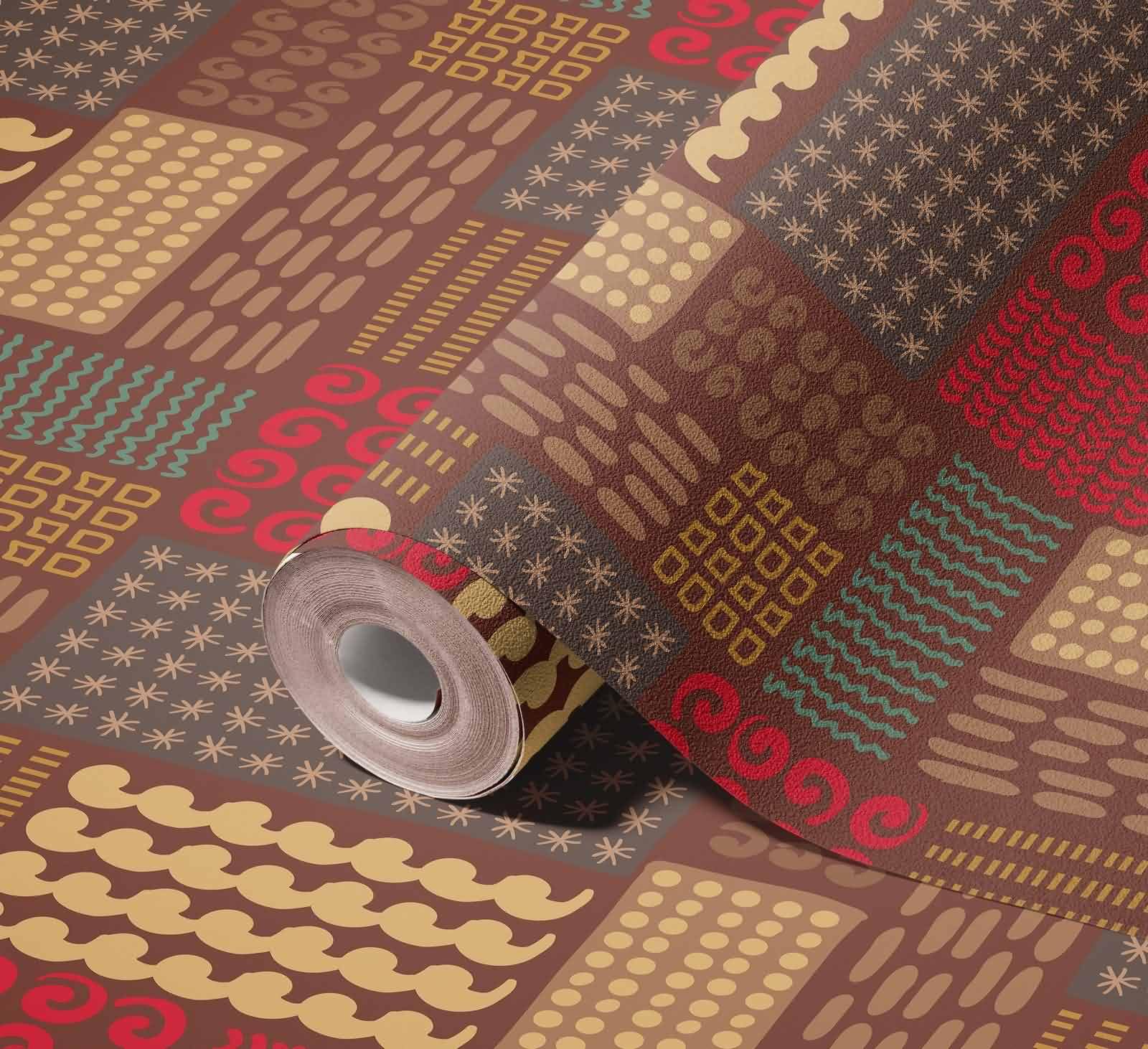 Tapeta do pokoju gościnnego ochronna etniczna retro granica