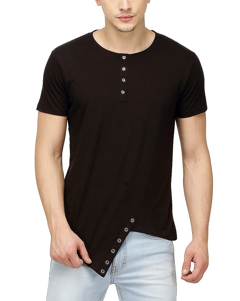 cahoot Men Bottom Button Henley (SS16PRM_RNBTCT_M_PLN_BL_S) Black-picture-47