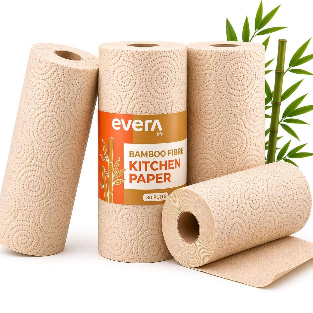 Bamboo Kitchen Towels | Disposable Paper Roll | 320 Pulls | Pack of 4-image-5