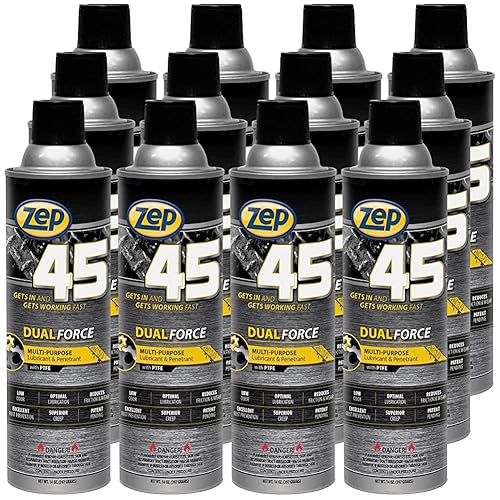 Zep 45 Lubricante de doble fuerza y aerosol penetrante de 14 onzas 374301 (caja de 12) fórmula profesional de doble propósito