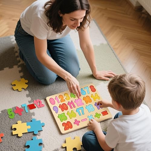 Miniatura 3 de LovesTown Rompecabezas de madera para niños, rompecabezas con forma de número, juguetes educativos preescolares, rompecabezas Montessori para niños