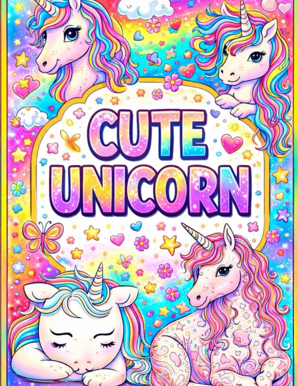 CUTE UNICORN: Discover adorable unicorns, rainbows, stars and magical scenes waiting to be colored!