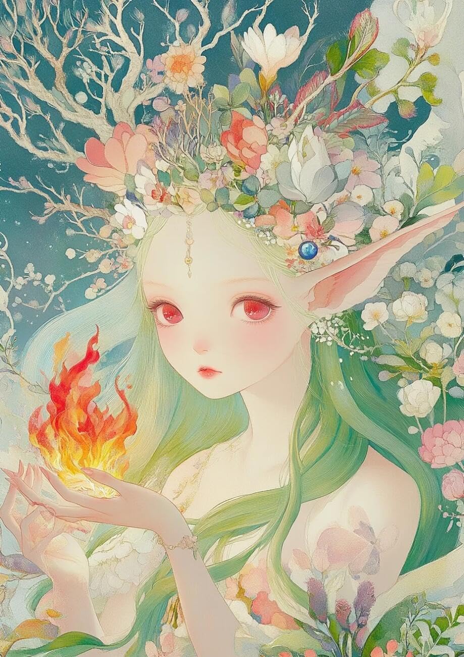 Henypt Cross Stitch Kits Fairies and Flowers DIY Arts Aand Craft Kit for Beginners The Elderly with Accessories Home & Leisure/Gifts 14CT 40x50cm