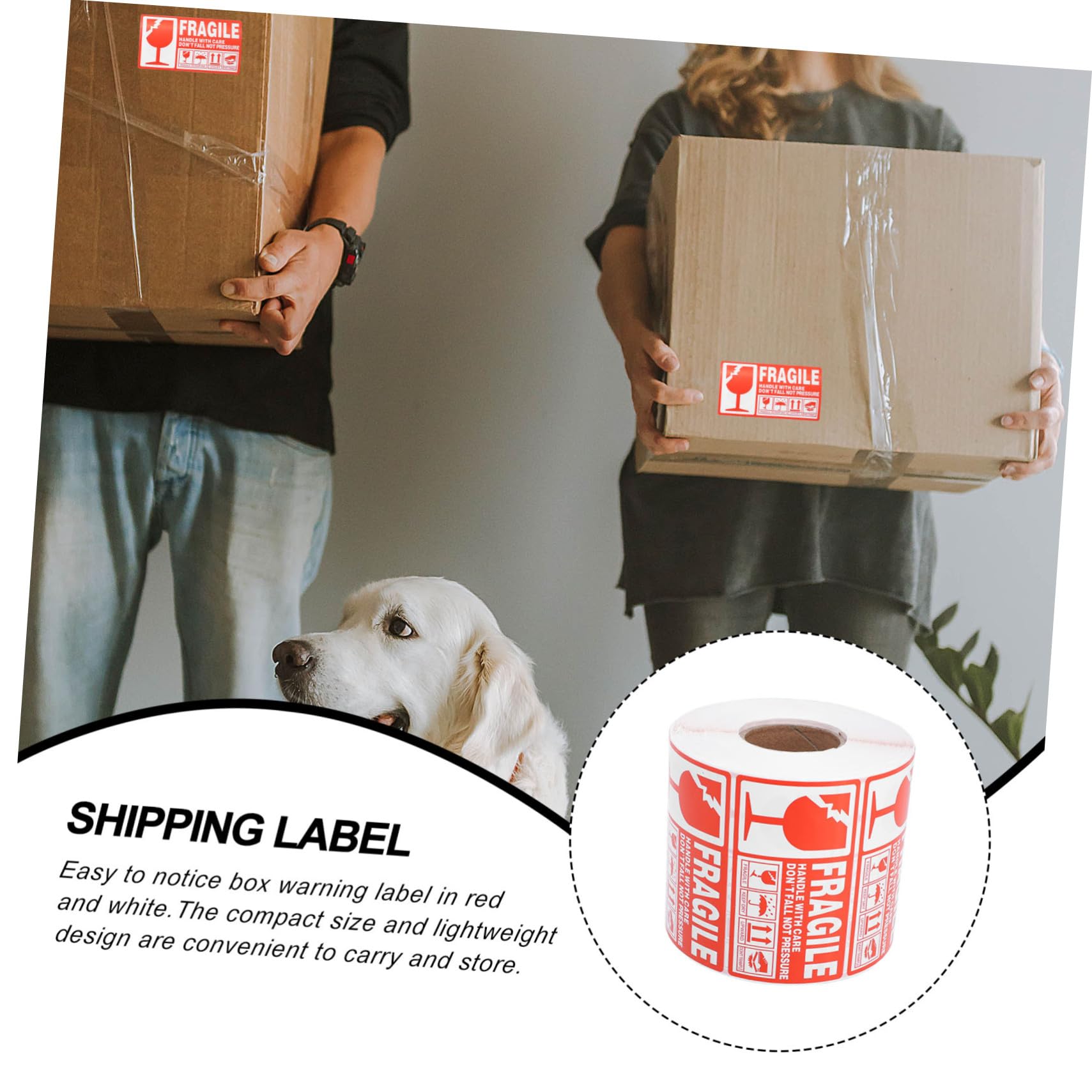 POPETPOP Etichette Adesive di Carta Fragile Rosse e Bianche 90x50mm 1000 Pezzi per Imballaggio Spedizioni con Avvertenza Maneggiare con Cura per Pacchi e Pallet