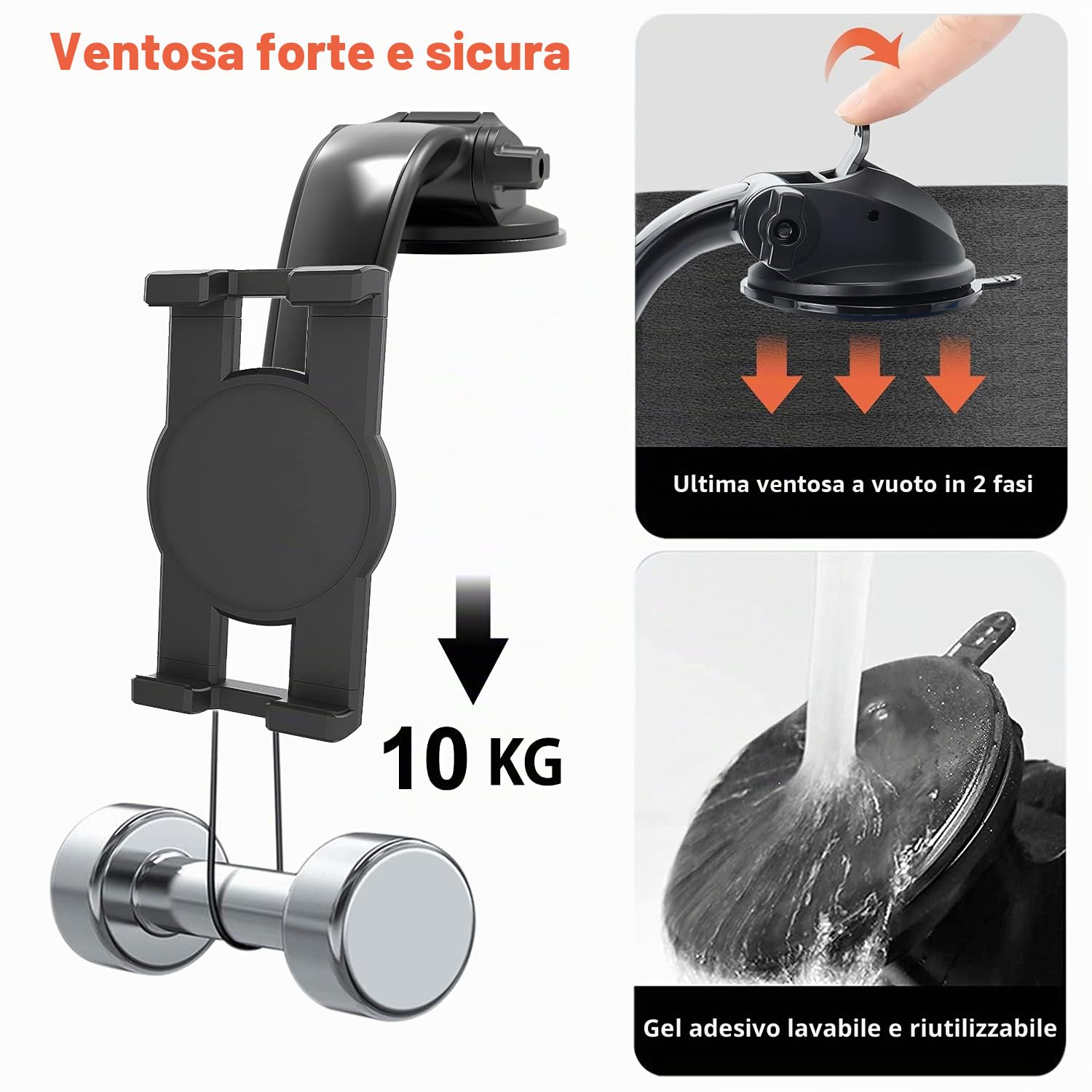 Oilcan Supporto da cruscotto per tablet da auto, con ventosa e braccio regolabile per iPad Mini Air Pro, iPhone, Samsung Tab, Lenovo, Huawei ecc. (4-12,9 pollici)