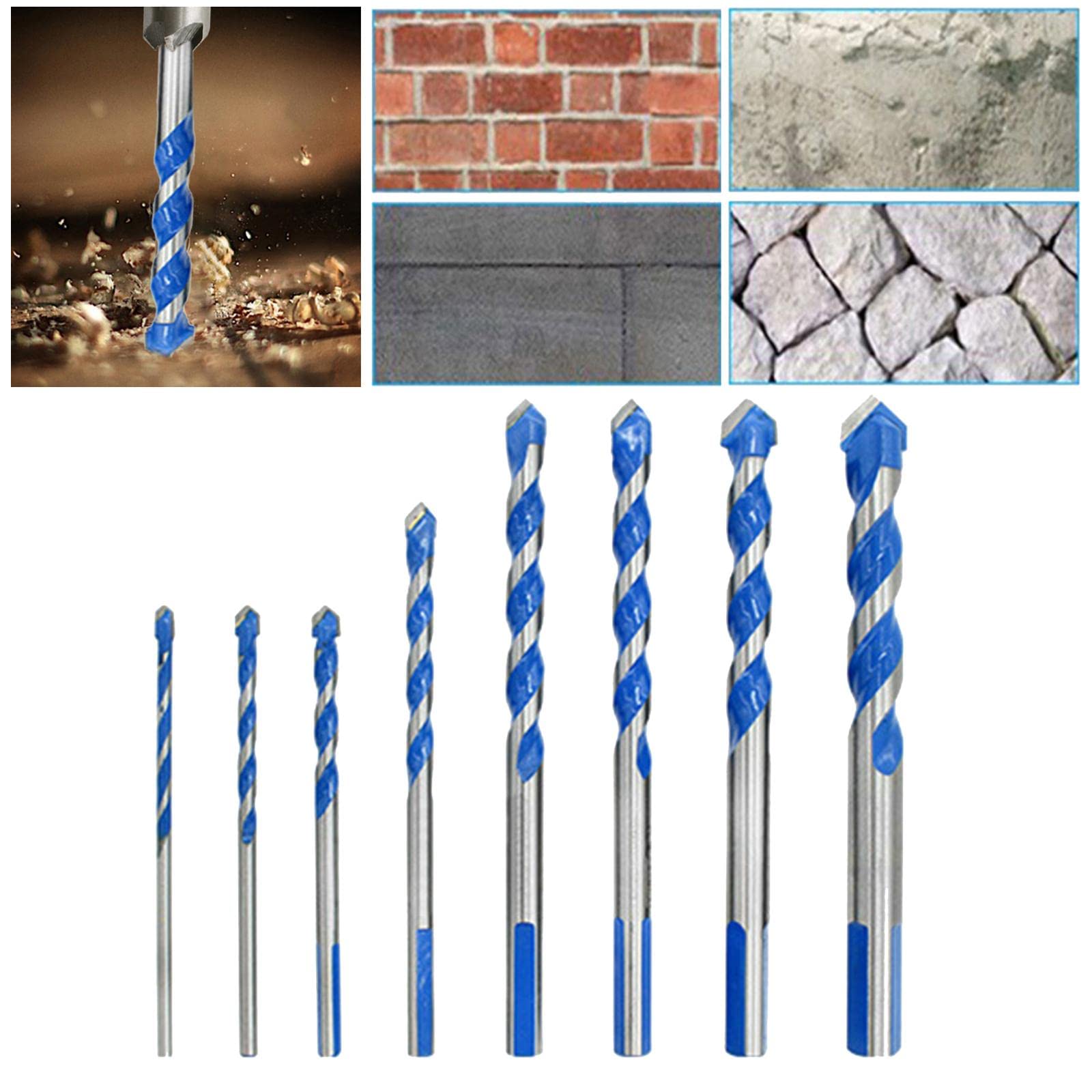 Juego de Brocas de Aleación para Mampostería, Juego de Brocas Helicoidales de para, Hormigón Y Baldosas, estilo F