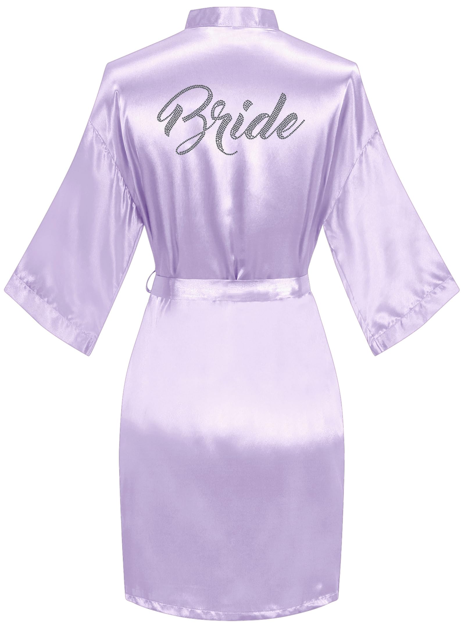 goodmansam Women's Silky Robes One Size Silver Rhinestones Bride Bridesmaid Sleepwear for Wedding Party Getting Ready