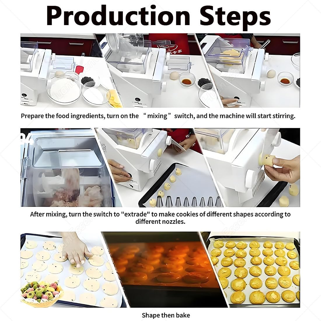 Máquina automática para hacer galletas con boquillas intercambiables, para postres, cocina y repostería en casa