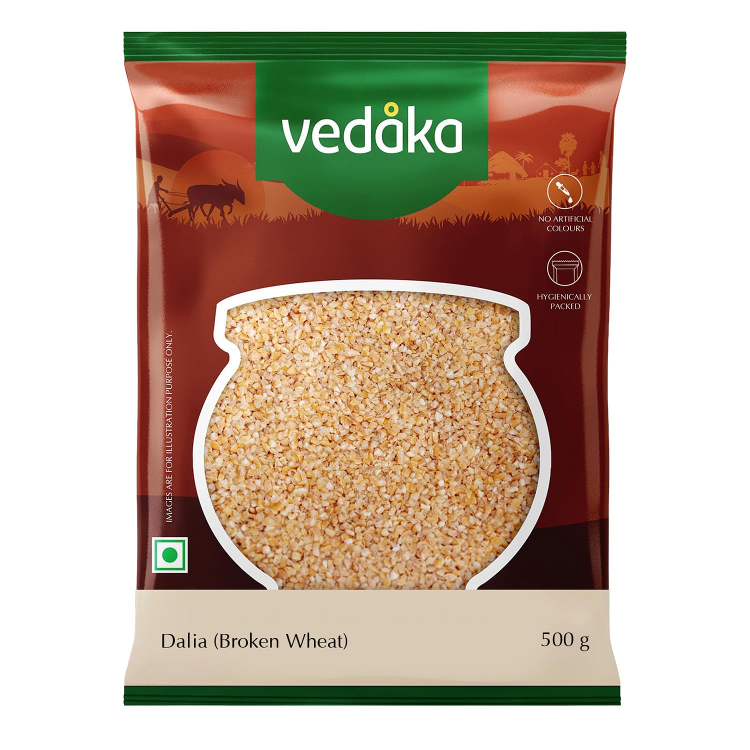 Amazon Brand - Vedaka Dalia (Broken Wheat), 500 g