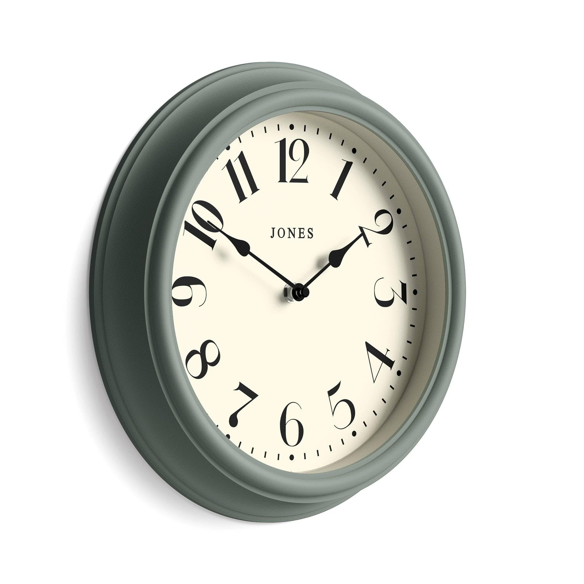 JONES CLOCKS® Serenity Reloj de Pared | Reloj Redondo clásico | 30cm | Verde | Bonitos números arábigos | Diseño Decorativo Ideal para Cocina, salón o Dormitorio