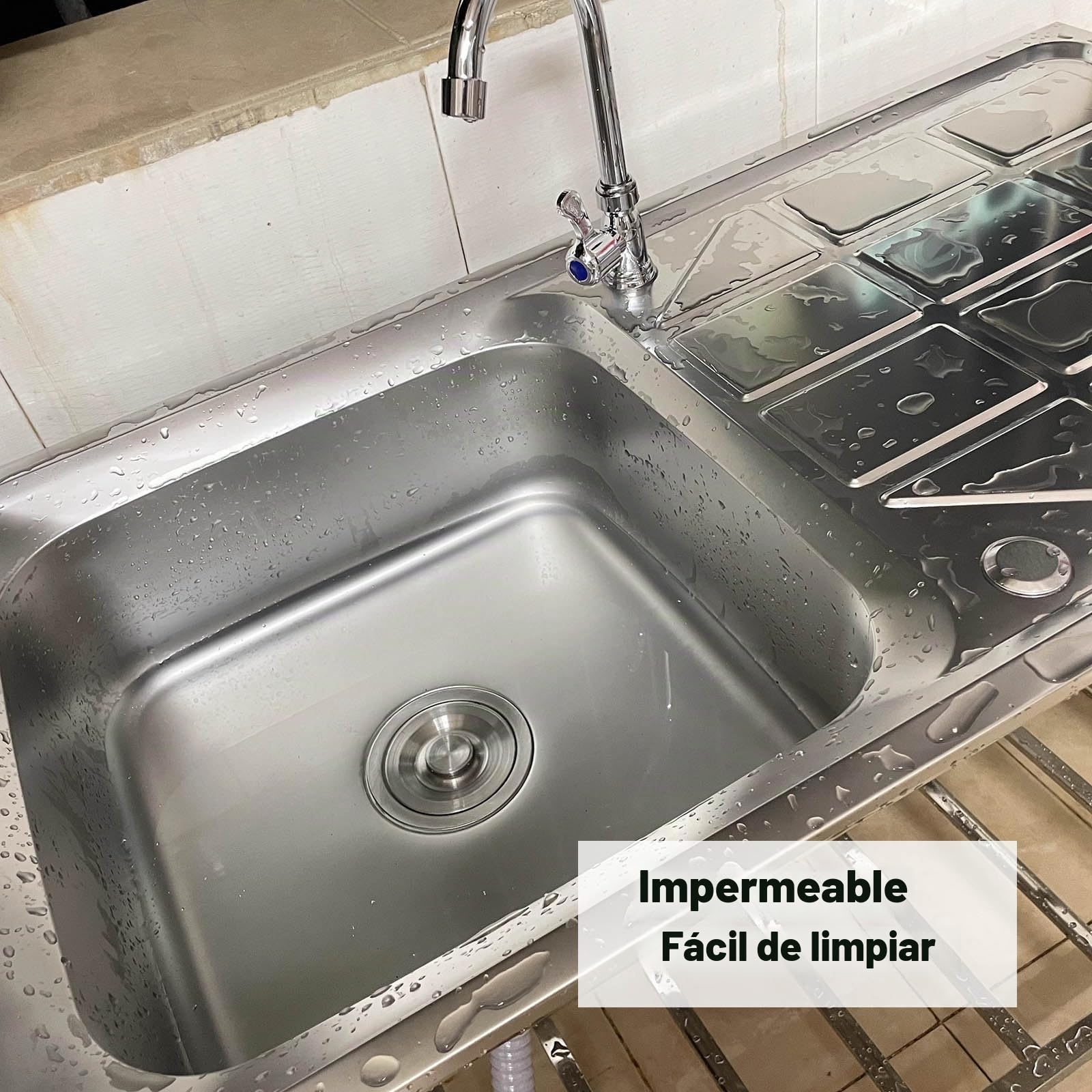 Lavabo de acero inoxidable independiente con grifo, para lavadero, jardín, garaje, fregadero de cocina, fregadero de cocina al aire libre con banco de trabajo y estantes de almacenamiento, fácil de