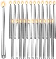 Vista 9 de Macarrie 24 Paquetes de Velas Cónicas Sin Llama Operadas con Batería Falsas de 11 Pulgadas de Largo Luz de Vela LED Sin Llama Candelabros