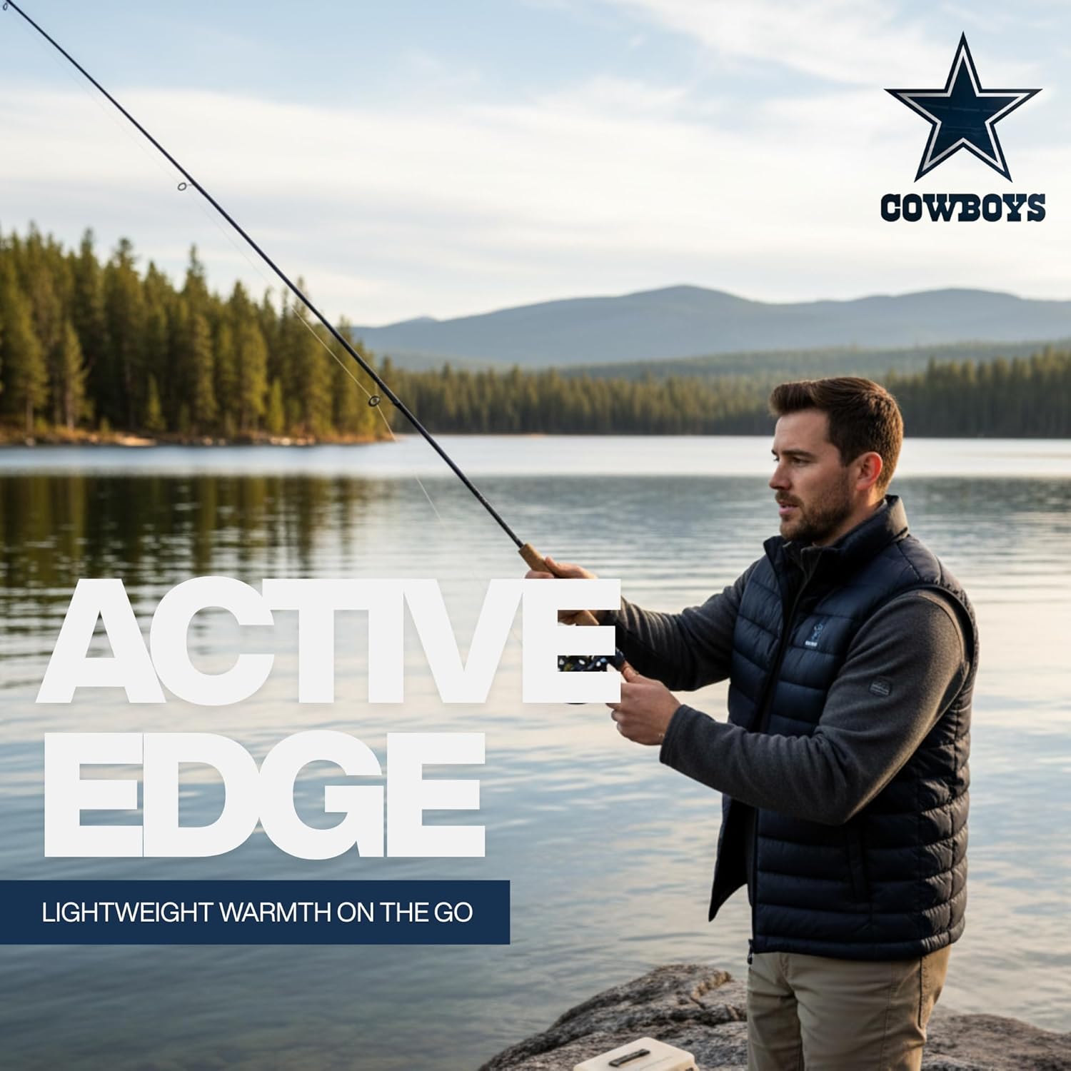 Dunbrooke Dallas Cowboys Men’s Nylon Insulated Vest – Water Resistant, Front Zipper Pockets Navy LG