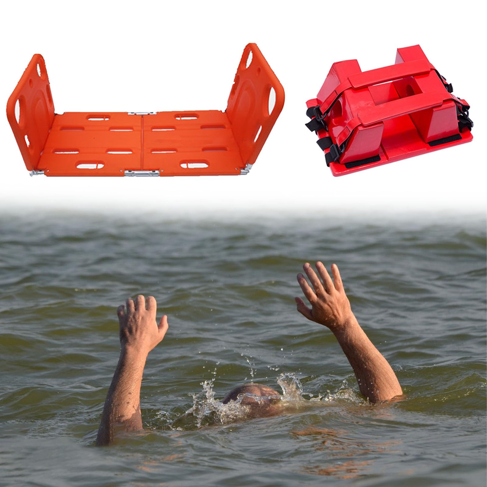 Planche dorsale flottante d'urgence et civière de sauvetage aquatique légère avec dispositif