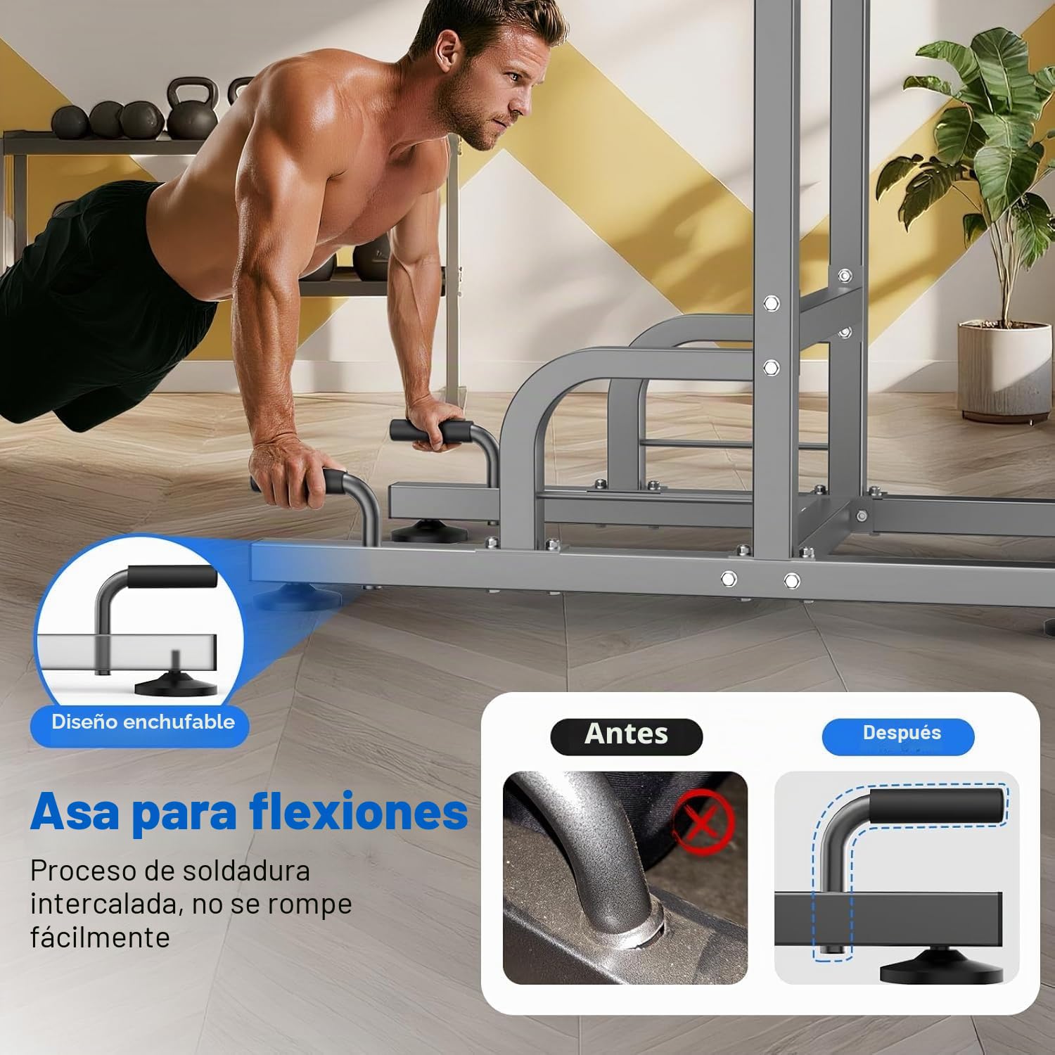 RELIFE REBUILD YOUR LIFE Torre Entrenamiento Energía Power Tower Estación Pull Up Multifuncional Barras Dominadas Torre de Gimnasia Casa Equipo de Fuerza Dip Station Musculación (Gris)