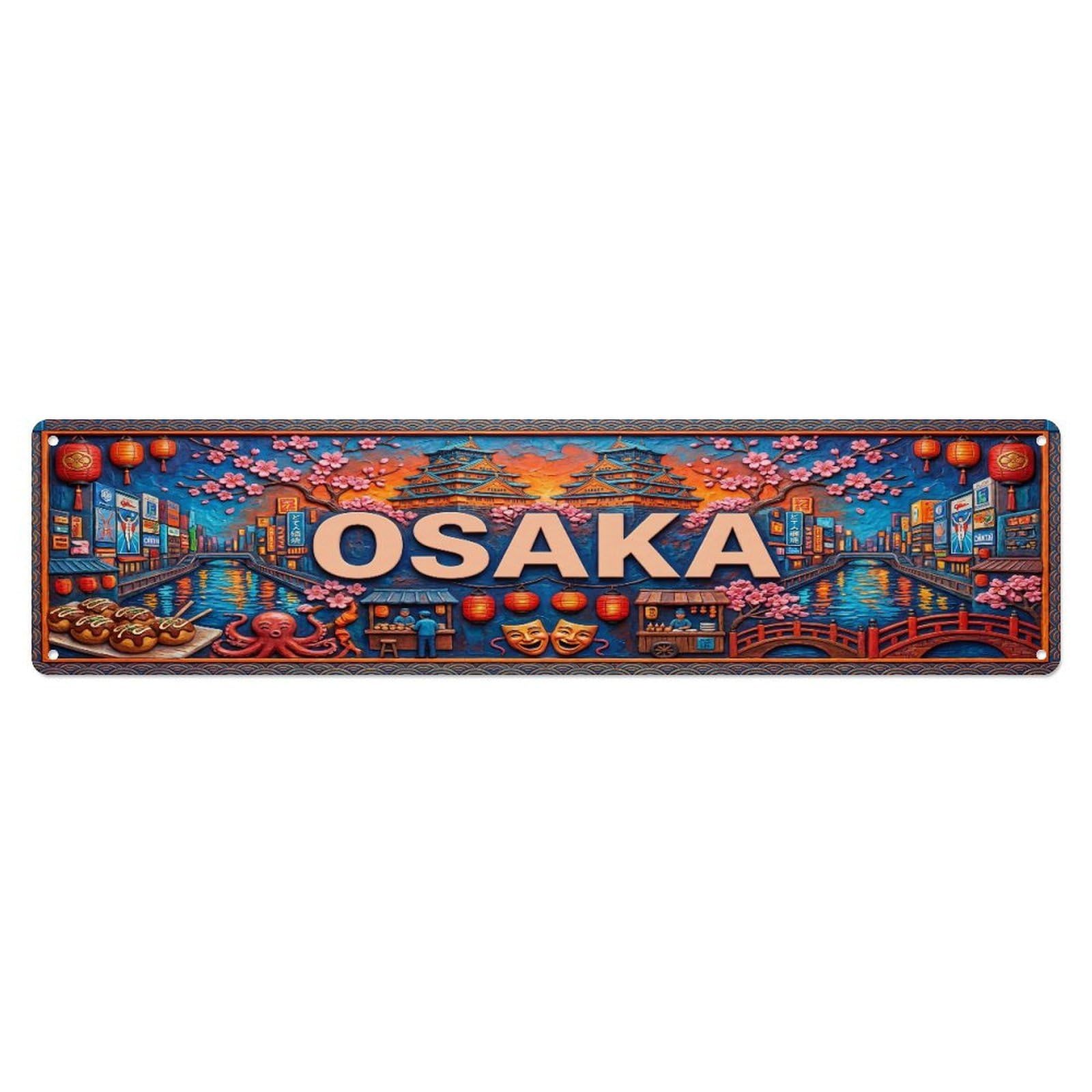 Xanthor Style Metal Tin Sign Vintage Osaka Japan Flag Pattern
