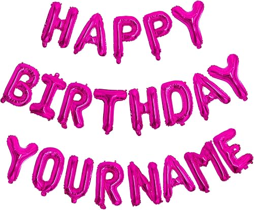 Cartel de feliz cumpleaños con nombre personalizado, globos de letras de globos de feliz cumpleaños, 2 juegos de la A a la Z de 16 pulgadas,