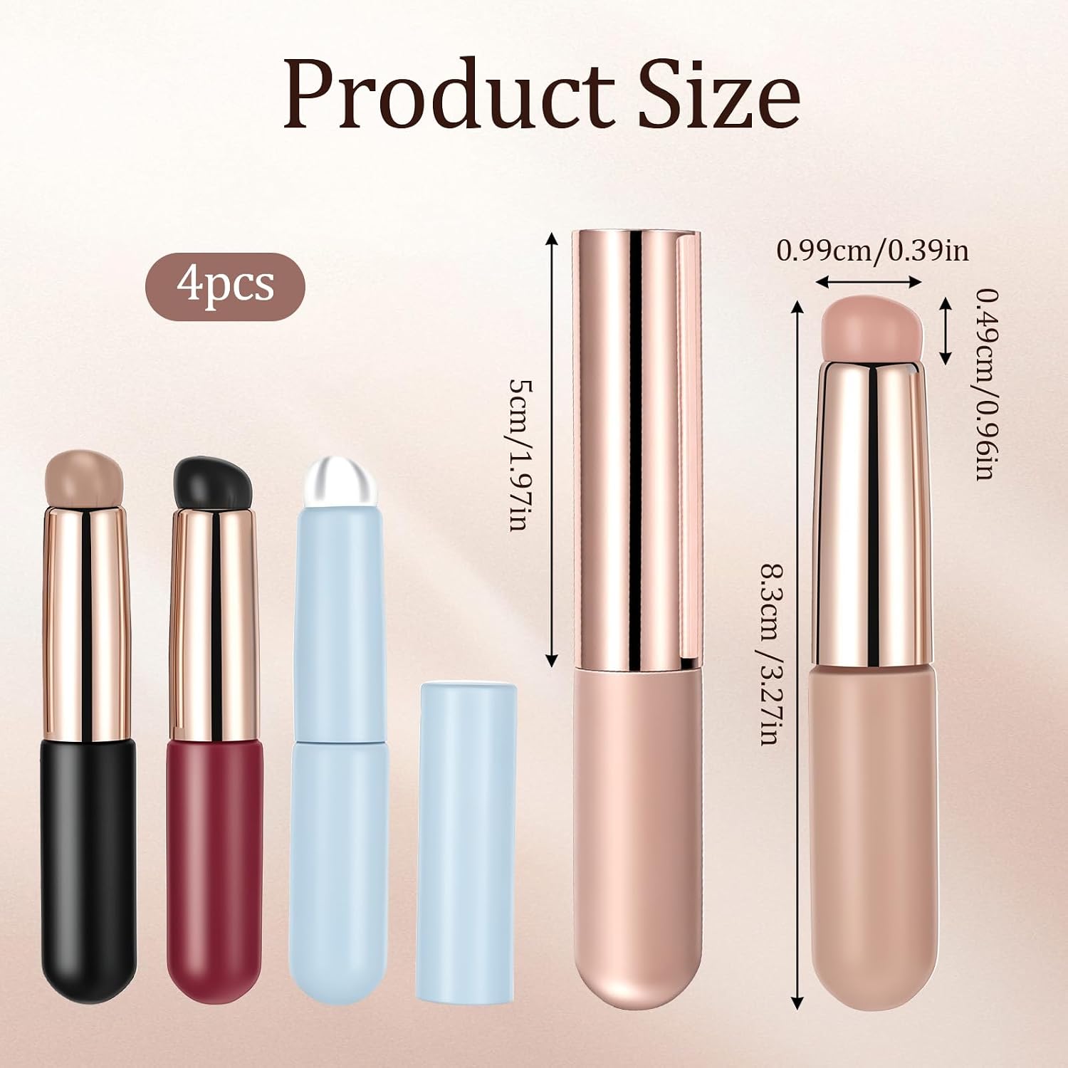 4 Pcs Silicone Brush for Ombre Nail Art, Silicone Nail Brush Reusable Chrome Applicator for Nails Gel Polish Brushes Manicure Tool for Ombre, Chrome, French Nails, Beginners