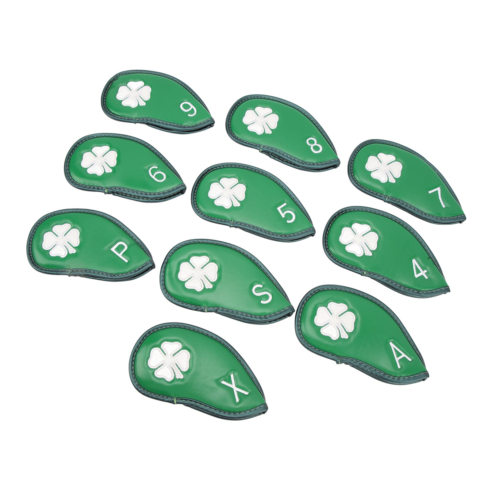Coperture per Mazze da Golf, 10 Pezzi Coperture per Ferri da Golf Modello Quadrifoglio PU Set di Coperture per Ferri da Golf Delicate Impermeabili per la Maggior Parte delle