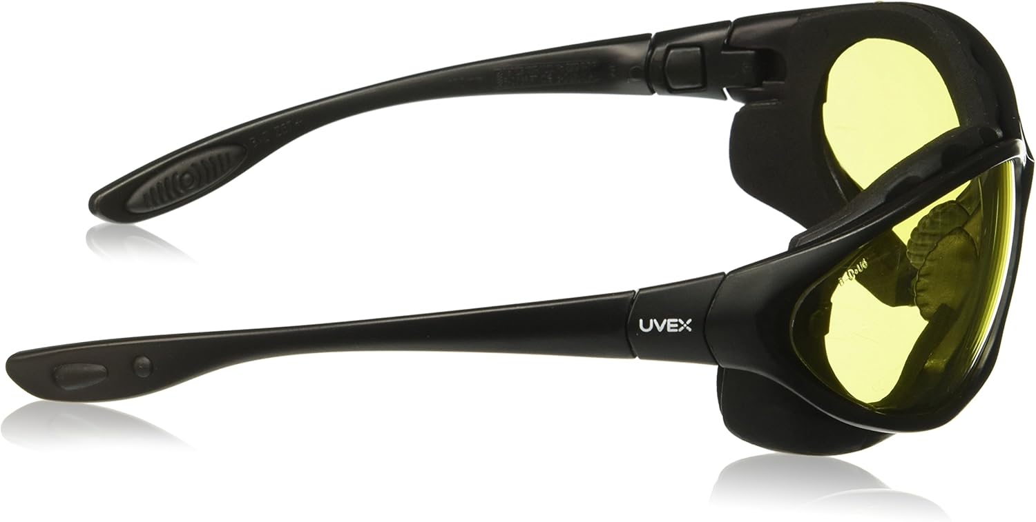 Uvex by Honeywell by Seismic Black Frame, Amber Lens, Uvextra Anti-fog S0602X