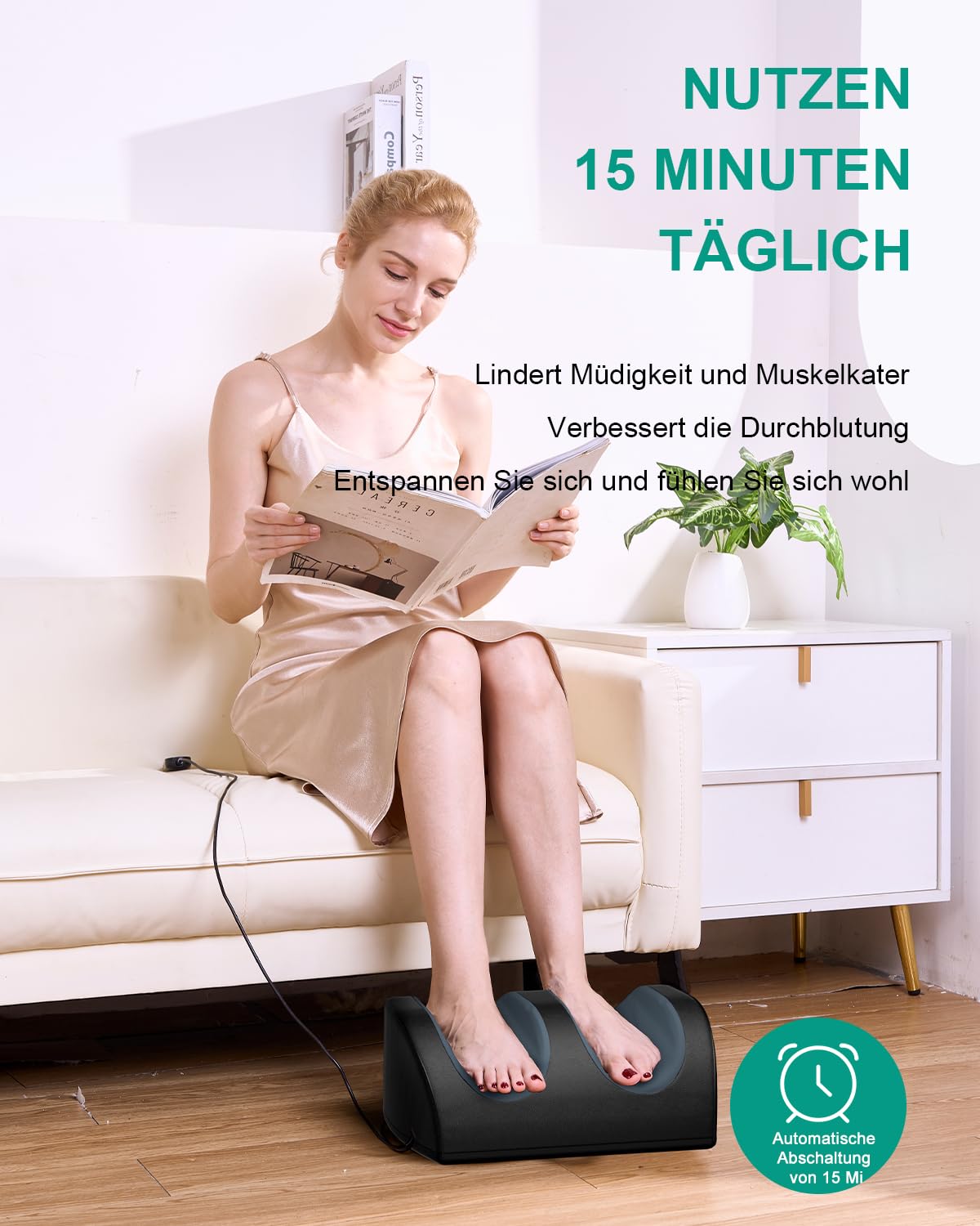LAOBEN Masseur de pieds shiatsu chauffant, massage des tissus profonds, muscles relaxants des jambes, masseur des pieds et des mollets avec rouleaux de massage, cadeaux pour maman, papa, etc