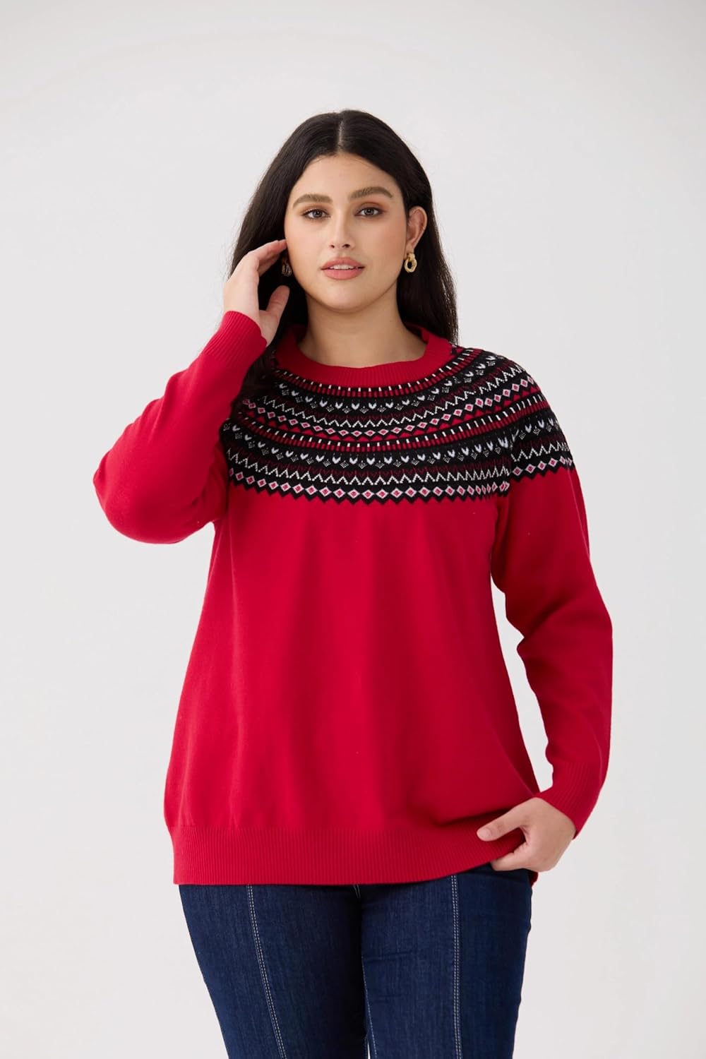 TIYOMI Plus Size Sweater Tops for Women Pearls Lantern Sleeve Sweater XL-5XL - Image 2