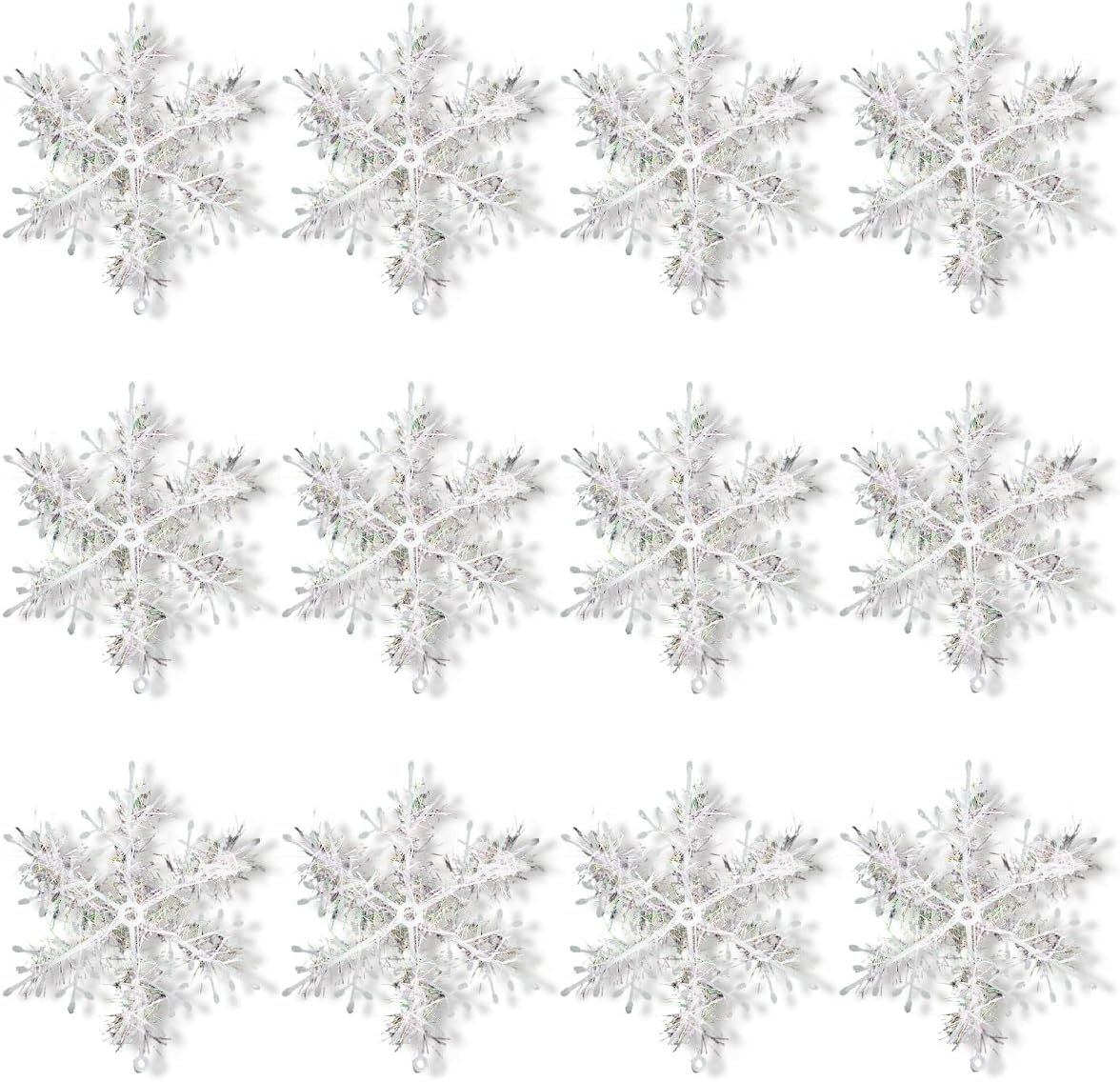 GLADFRESIT 30 Pcs Artificial Snowflake Ornaments Christmas Decorative Enhance Festive Atmosphere Plastic Snowflakes Beautiful and Reusable Holiday Decor for Trees and Windows
