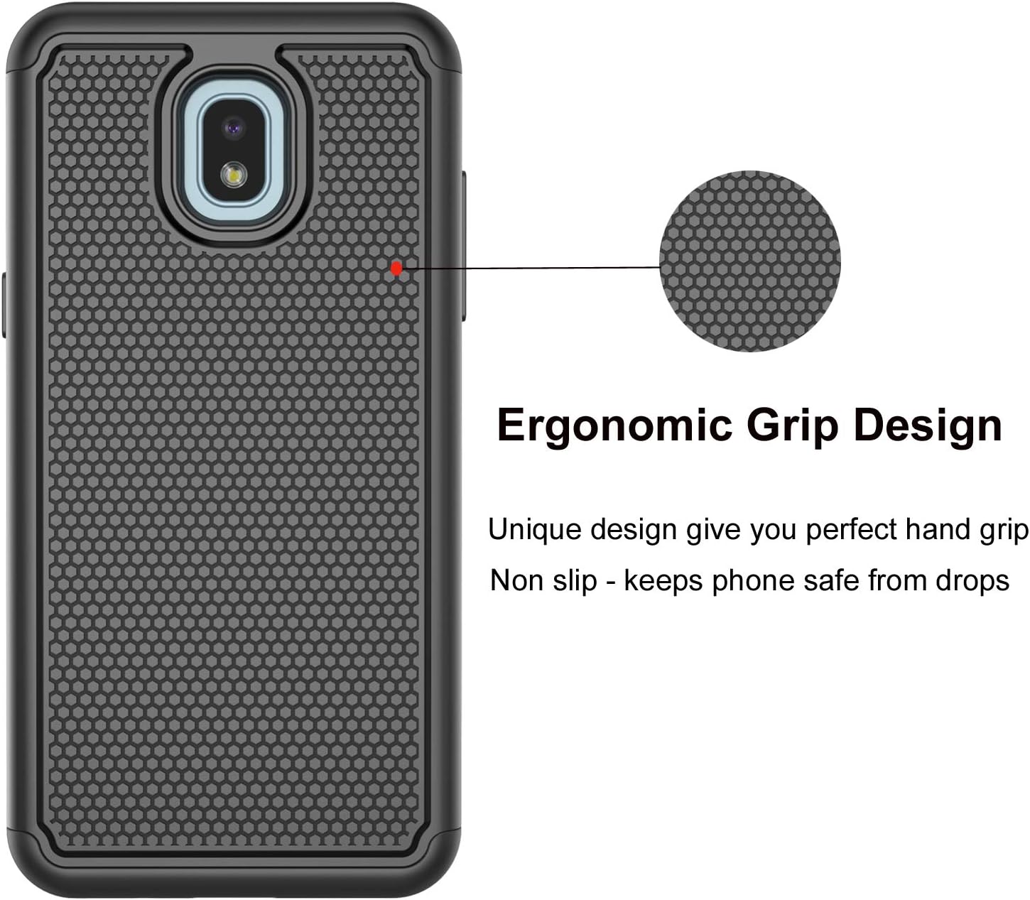 Galaxy J7 2018 Case, Takfox Phone Case for Samsung J7 Crown/J7 Refine/J7 Star/J7 V/J7 Aero/J7 Aura Protective Heavy Duty Shockproof Hard PC Back & Soft Silicone Dual Layer [Ysaturn] Armor Cover,Black