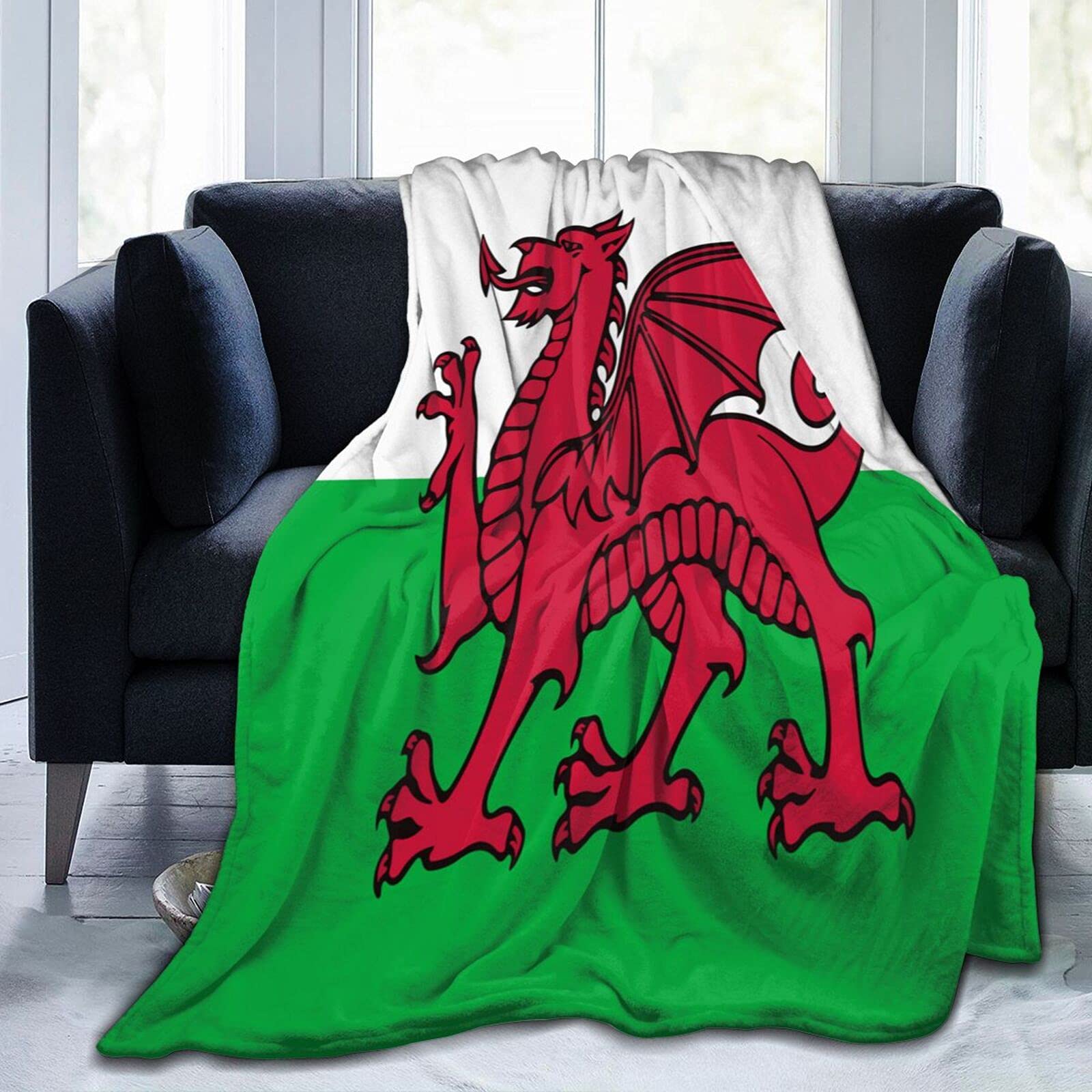 Aooedm As Pic Welsh-Flag Flannel Fleece Throw Blankets For Bed Sofa Living Room Soft Blanket Warm Cozyffy Throw Plush Blanket
