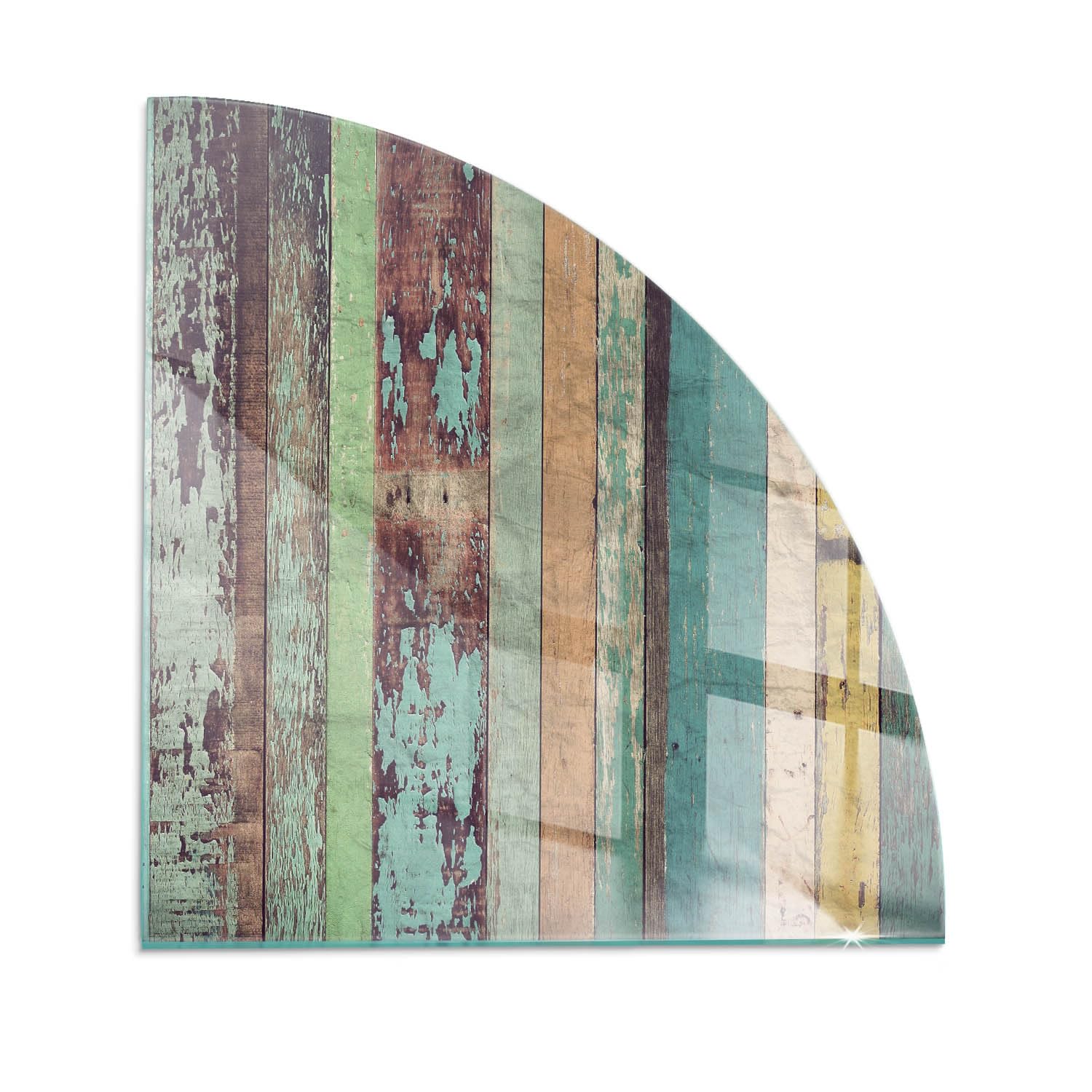 Kaminbodenplatte 1/4 100x100 cm Glas Bodenbelag Sicherungsblech Viertelkreis Herdboden Spritzwasserschutz Schutz vor Schäden Polierte Kanten Wohnzimmer - Bretter in verschiedenen Farbtönen