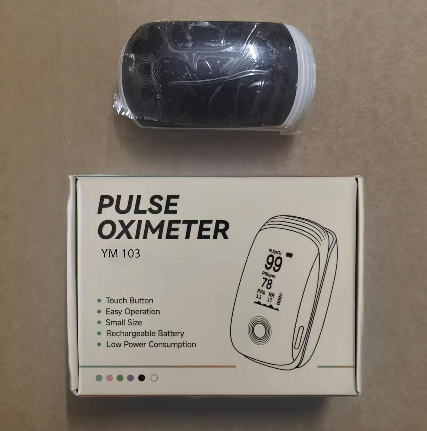 Pulse Oximeter, Rechargeable Fingertip Oxygen Monitor with Respiration, SpO2, Pulse Rate, OLED Display with Fast Readings for Sports and Home Use (White)