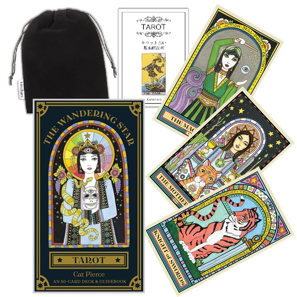 칸차로 타로 카드 카드 80장 타로 점술(방황하는 별 타로) 일본 타로 카드 기본 사용 설명서 및 파우치 포함-Freehip.co.kr