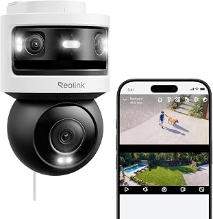 Reolink Überwachungskamera Aussen, 10MP+8MP Dreifachobjektiv, OMVI 3i WiFi | 10MP 180° Panorama & 4K PT, SyncTrack & Auto-Tracking, 2,4&5GHz Wi-Fi 6, WLAN Kamera Outdoor, KI-Videosuche, 24/7 Aufnahme