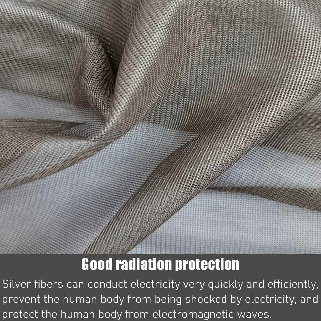 100% Pure Silver Fiber Anti Radiation Fabric Conductive EMF/RFID/EMI/RF Anti Radiation Electro Conductive Fabric for Maternity Dress Wallet Credit Card Anti-Theft Signal Blocking,59in*52in