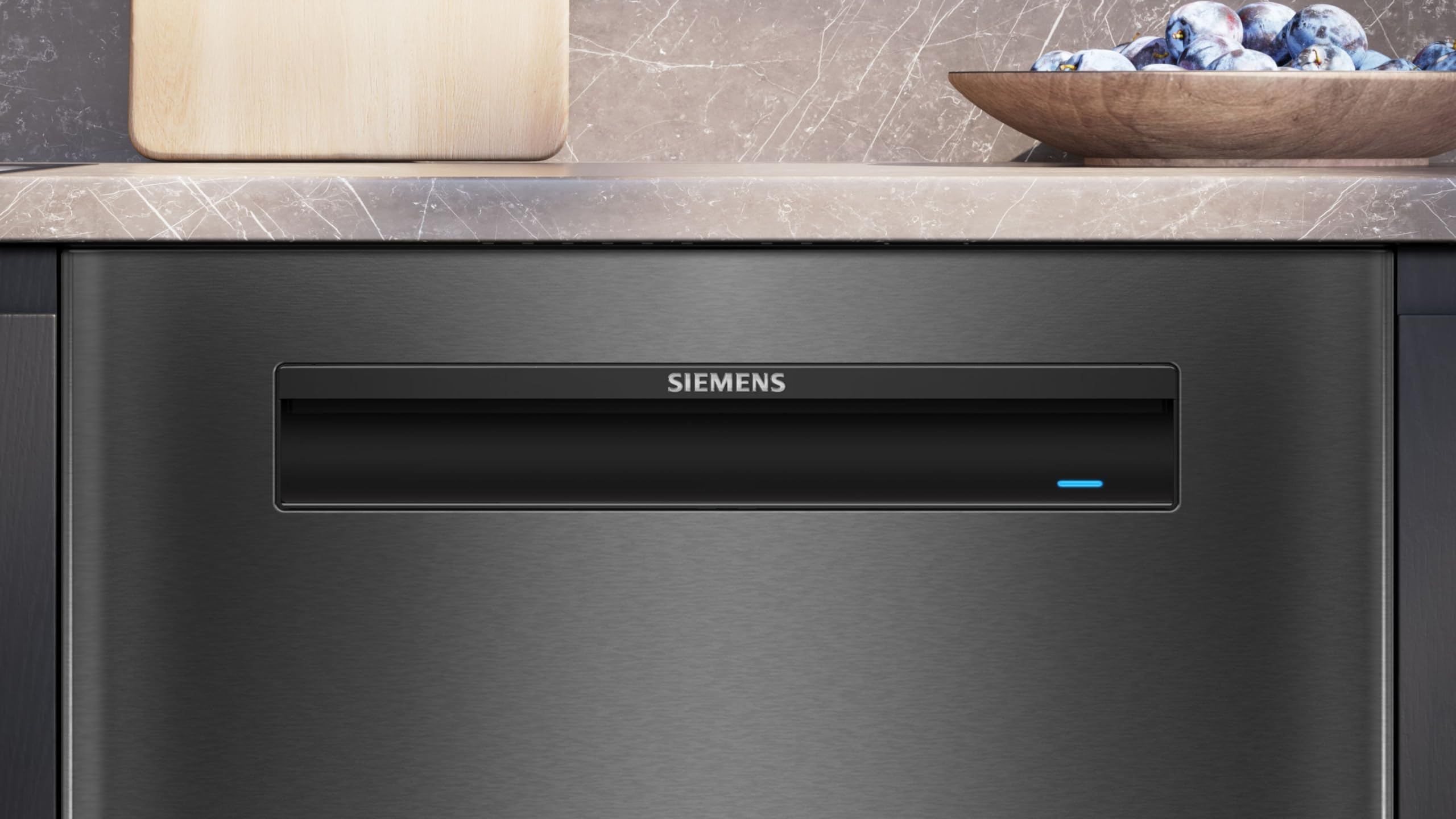 Siemens SN15EC06CS iQ500 Unterbau Geschirrspüler 60 cm, Made in Germany, Besteckschublade, smartStart, varioSpeed Plus, automatische Türöffnung, aquaStop, Anti-Fingerprint, Gebürsteter schwarzer Stahl