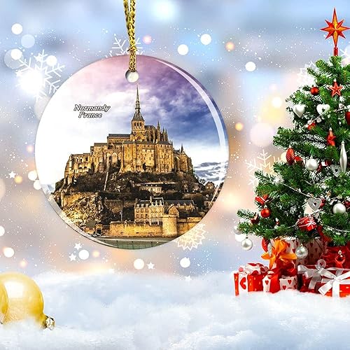 Miniatura 6 de Vinisong Decoración de Navidad Normandía Francia, adorno de Navidad, recuerdo de recuerdo, adorno de Navidad, regalo de árbol de Navidad, adorno de