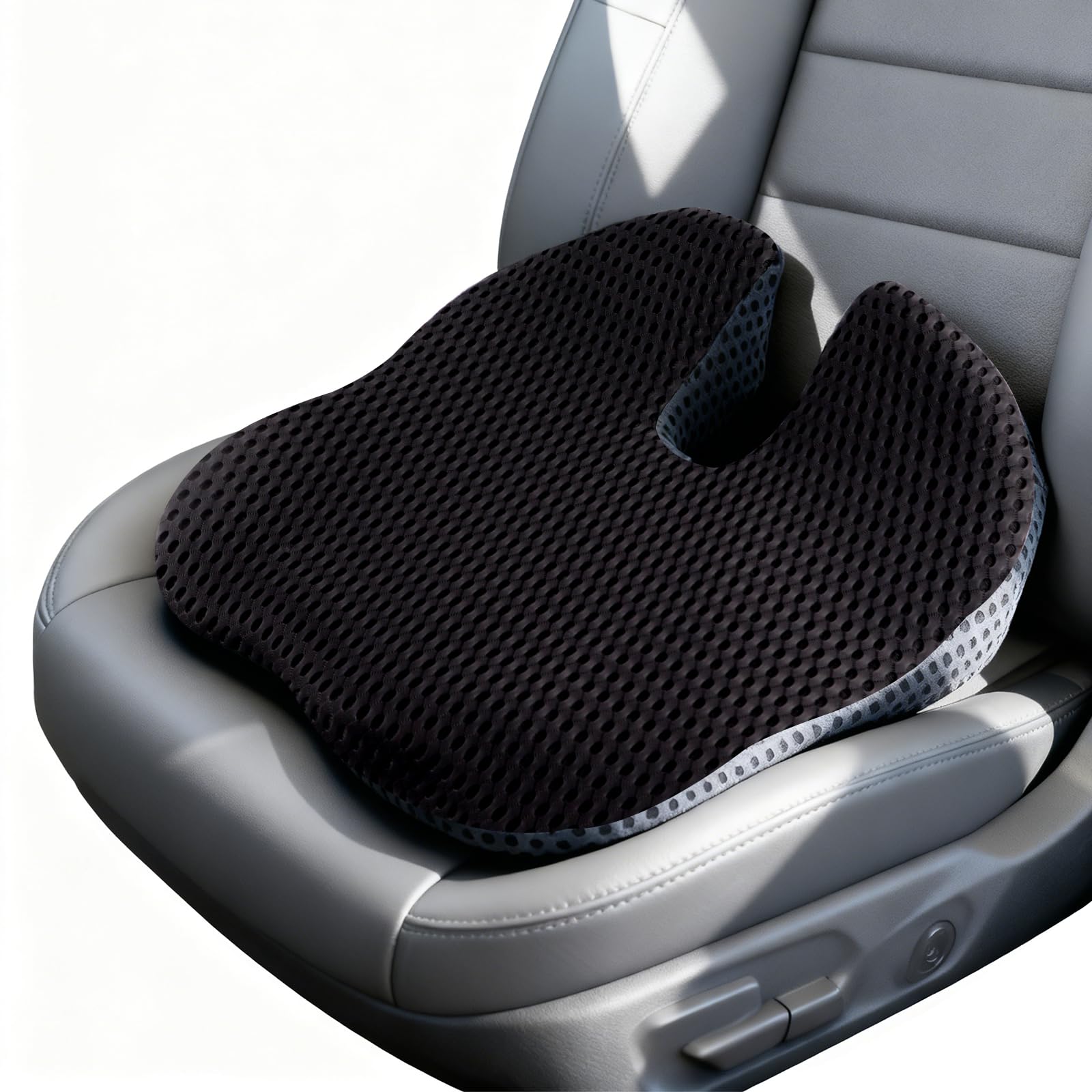 Veloray Cuscino per Sedile Auto Guidatore, Memory Foam Cuscino Ergonomico, Cuscino per Coccige e Sciatica, Per alla Maggior Parte Delle Auto, SUV, Camion e Furgoni - Nero