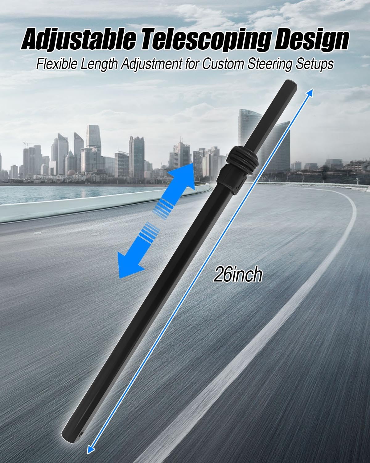 26" Long Telescoping Shaft Fit for 3/4" U Joints, Double D 3/4" DD x 1” DD | Adjustable Slip Steering Shaft Universal DD Steering Columns