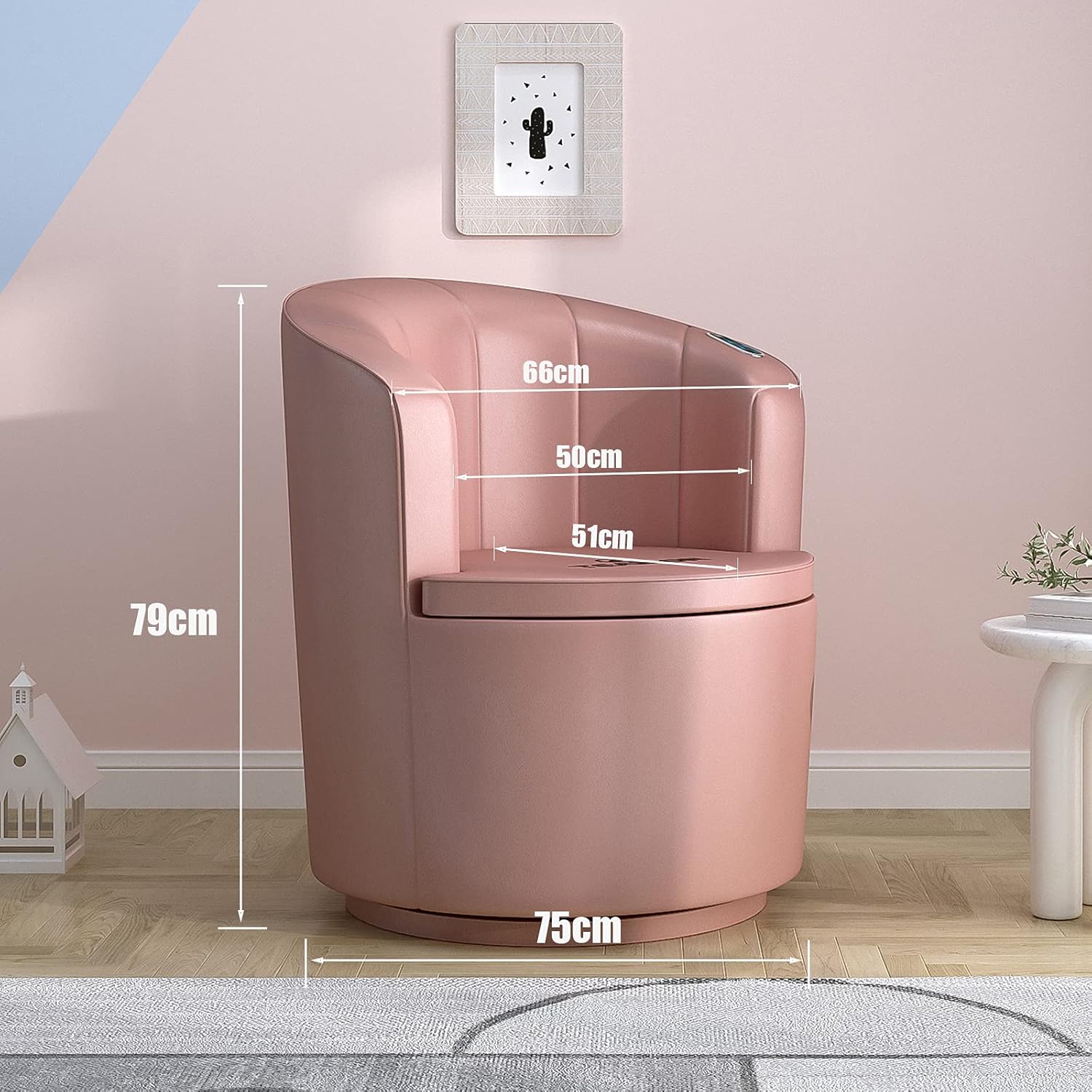 TEAMOR Lounge Back Massage Chair - Slade Contemporary Leisure Massager Armchair for Salon Spa and Home, Round Barrel Accent Swivel Chair, Light Pink : Beauty & Personal Care
