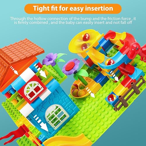 Miniatura 4 de Marble Run Big Building Blocks, 255 piezas, pista de carreras para niños, juguete educativo STEM para niños de 3 a 8 años, juguetes de Navidad para