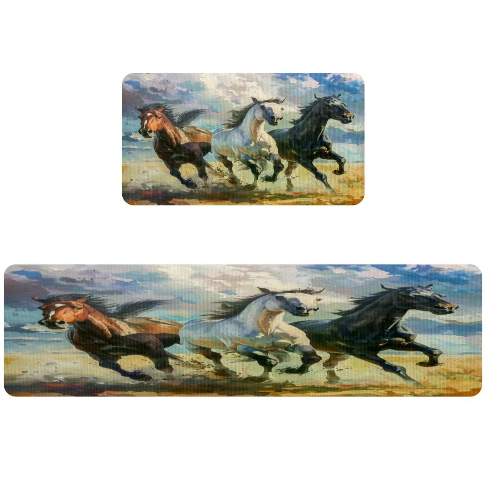 Tapis de cuisine antidérapant et lavable lot de 2 tapis chevaux pour sol propre