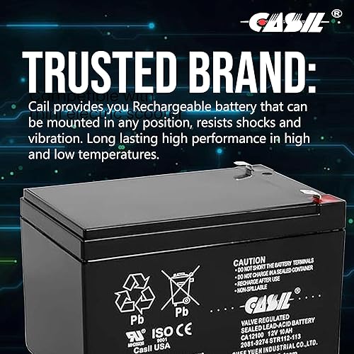 Vista 4 de Casil CA12100 12v 10ah Razor Quad Batería con terminales F2 Compatible con Razor mx500 Razor mx650 W15128190003 Scooter Batería 3 Pack