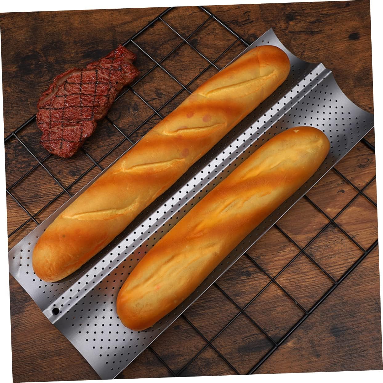 2pcs Thick Material Bread Baking Trays Corrugated French Bread Baking Trays Non-stick Loaf Pans Easy-clean