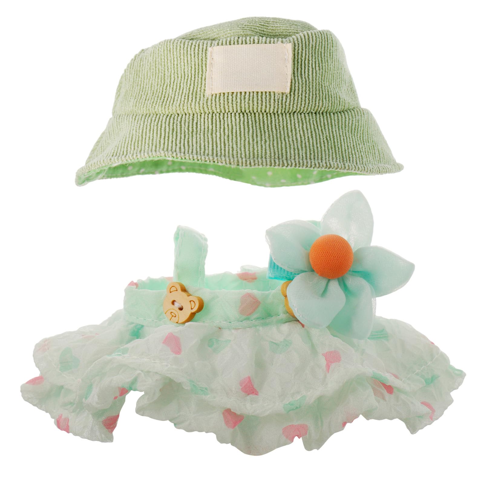 17cm Doll Clothes Set, Skirt Set for 17cm Dolls, 2 piece set Hat skirt Outfit Premium fashion cute Dress for 17cm Dolls Accessories (NO Doll) (Green)