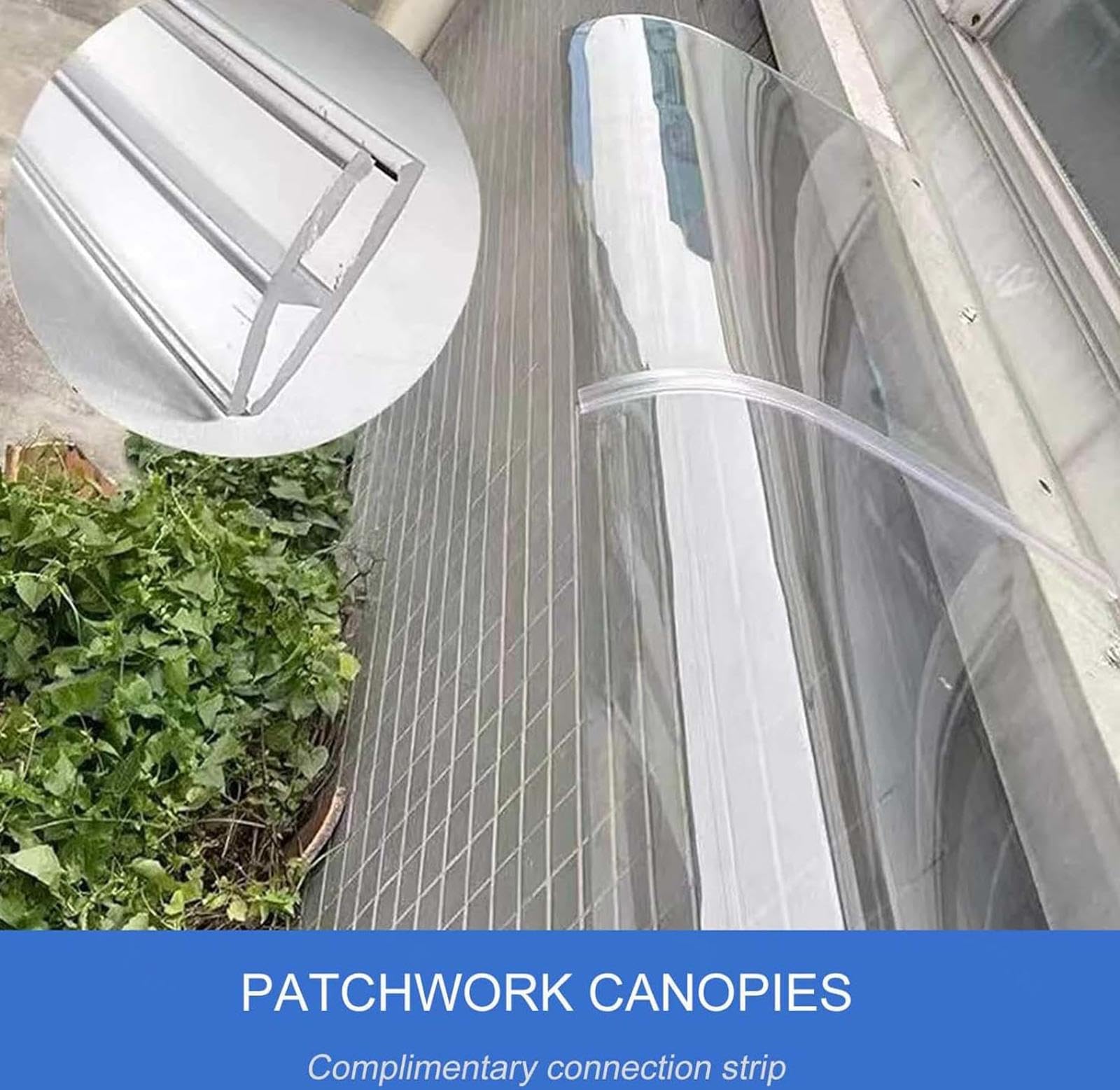 Generico Pensilina Tettoia per Porta e Ingresso, Tenda da Veranda in Policarbonato Trasparente ad Arco, Garden da Esterno per Finestra, con Accessori（50x160cm/19.6x63in）