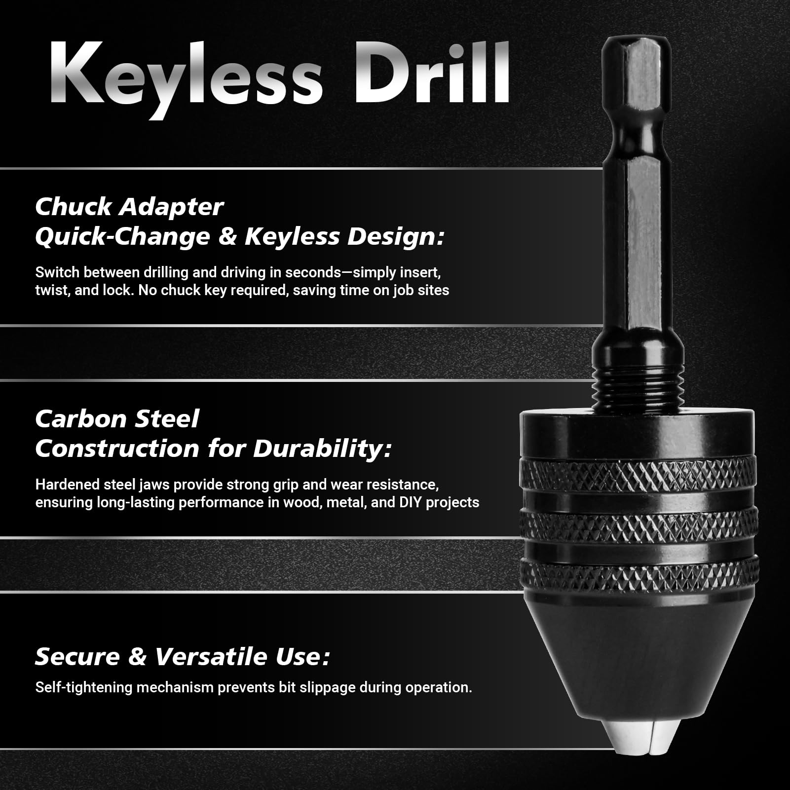 Drill Chuck Adapters - 2 or 3 Pack -4